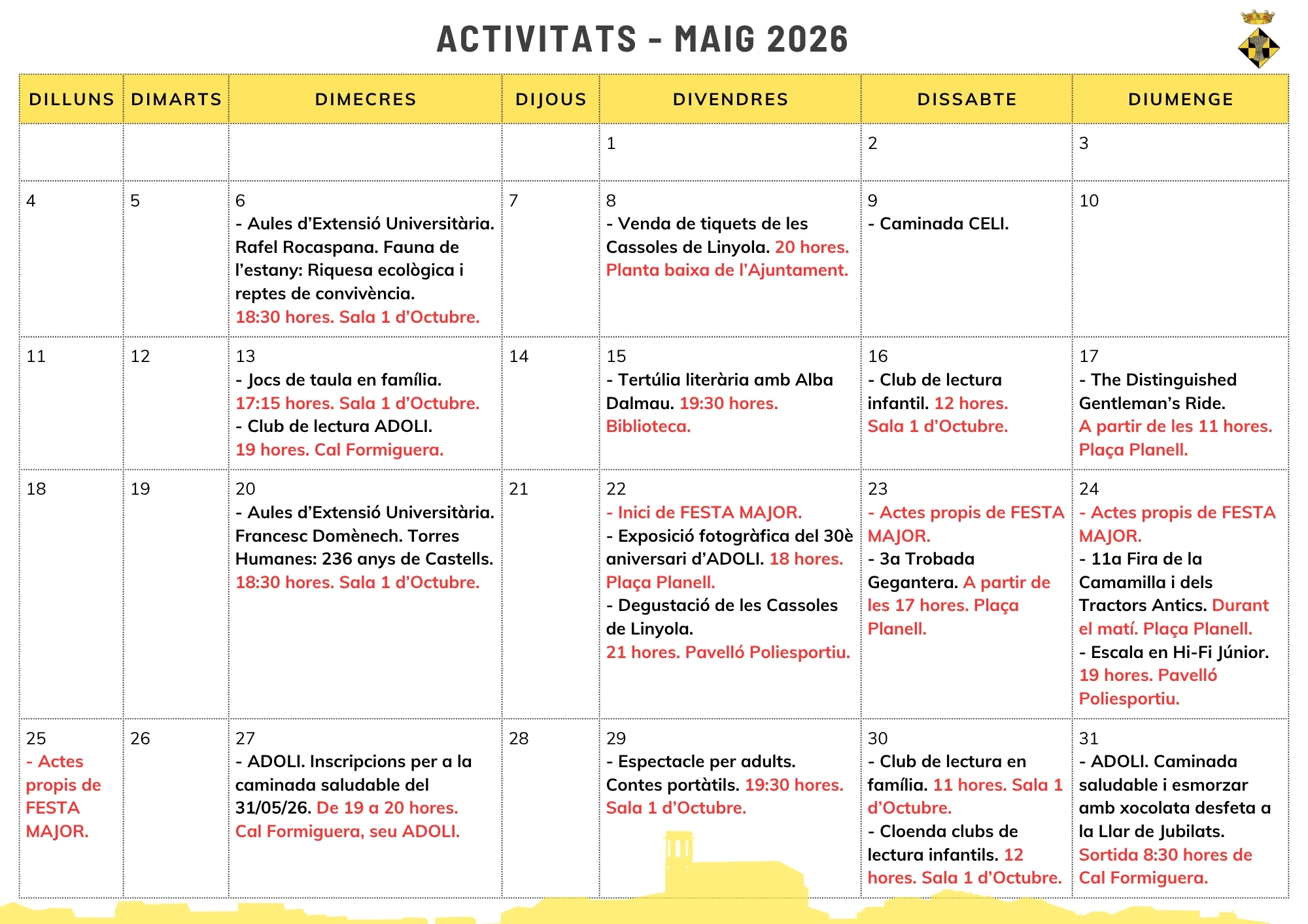 Activitats - Maig 2026