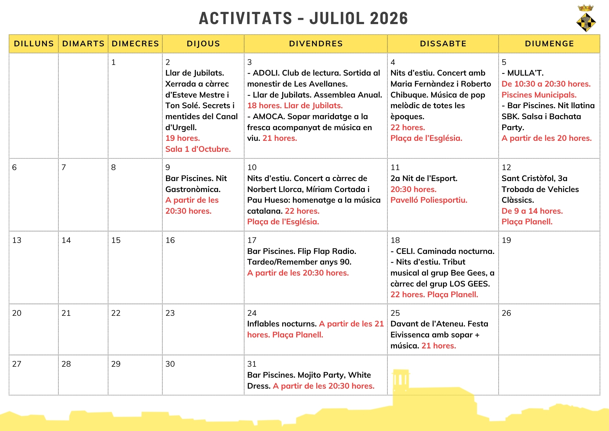 Activitats - Juliol 2026