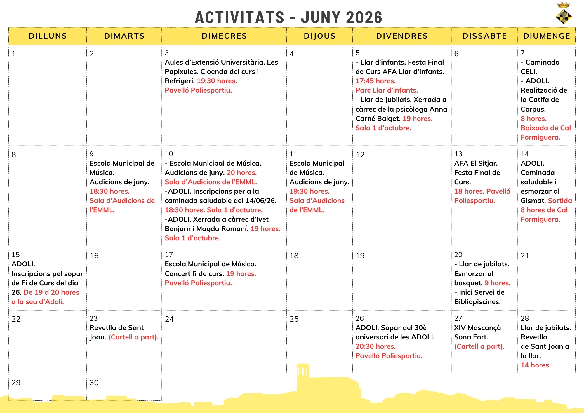Activitats - Juny 2026
