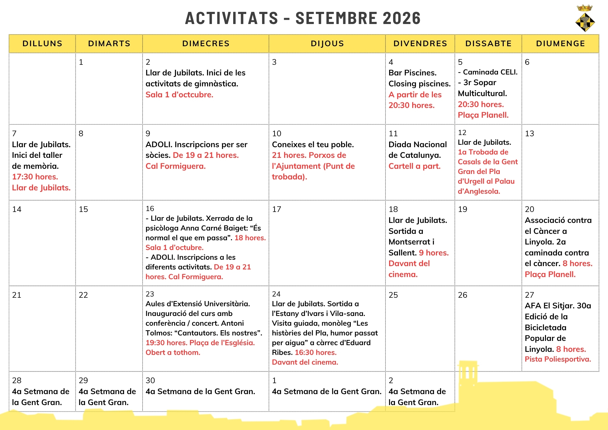 Activitats - Setembre 2026
