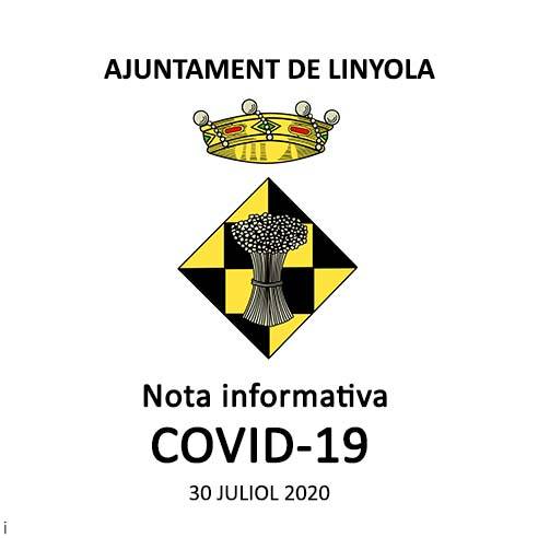 NOTA INFORMATIVA CONTENCIÓ COVID-19. 30 JULIOL 2020