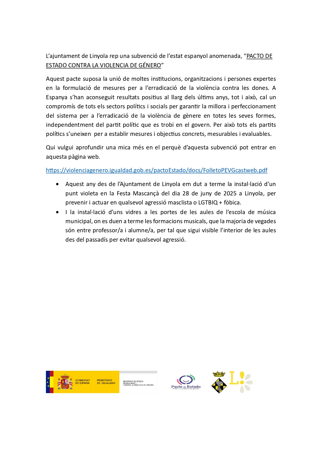 Subvenci&oacute; - Pacto de Estado contra la violencia de g&eacute;nero